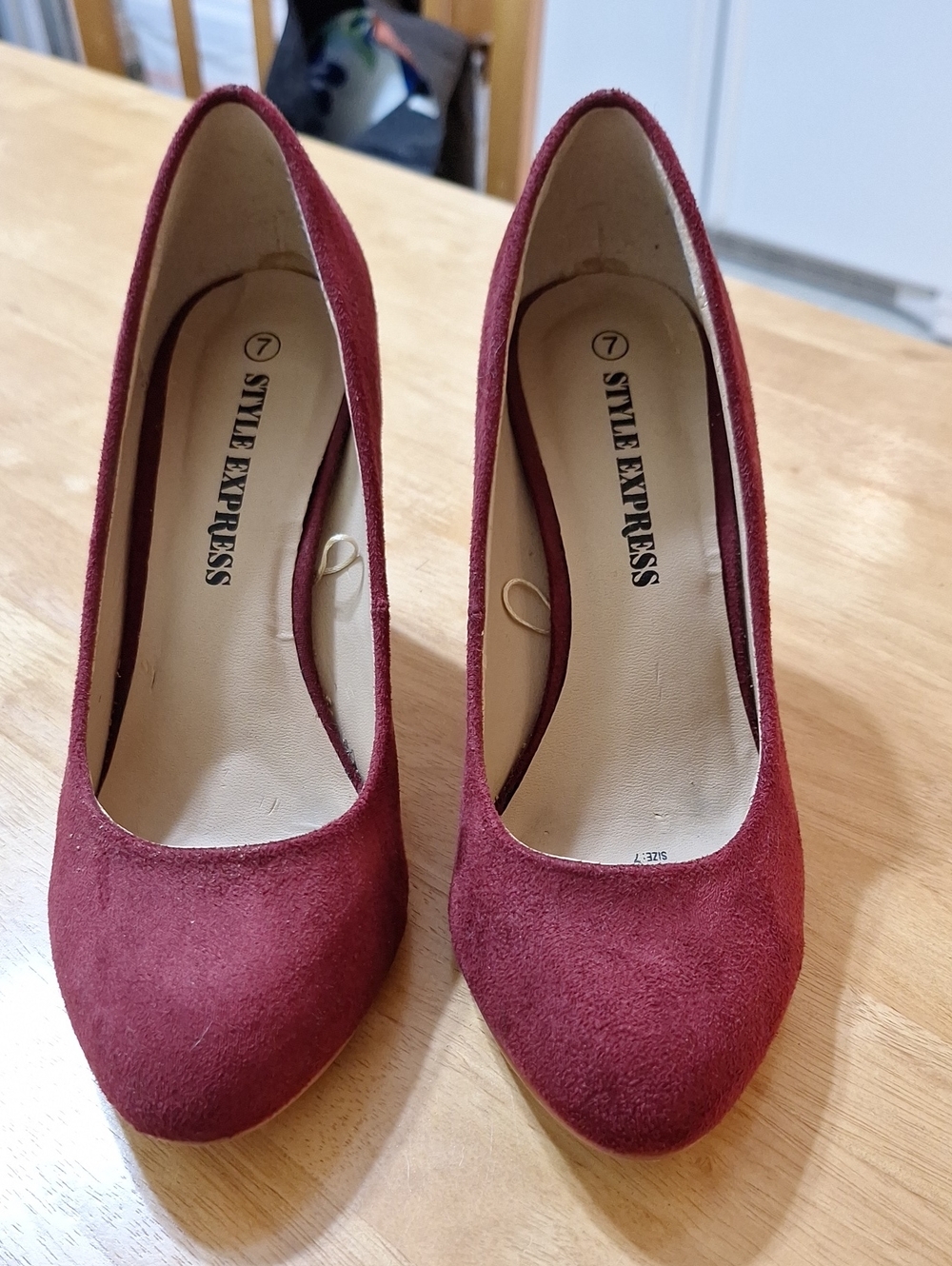 Express Burgundy Suede Pointed-Toe Heels